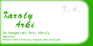 karoly arki business card