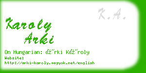 karoly arki business card